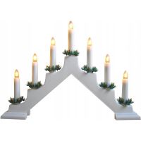 Suport 7 lumanari, 21 W, plastic, alb, 41x5.5x28.5 cm