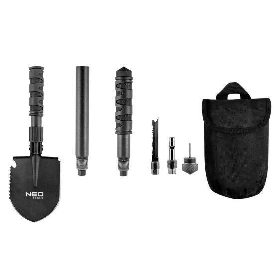 Lopata multifunctionala, pliabila, model Survival, negru, 8 in 1, 63 cm, NEO 