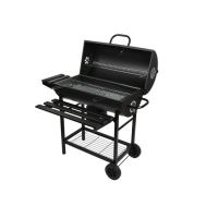 Gratar gradina, grill dreptunghiular, cu capac, roti, raft, suflanta, 106x65x105 cm 