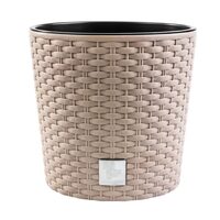 Ghiveci decorativ de flori, Prosperplast, Rato, imitatie ratan, rotund, cafeniu, 30x27 cm