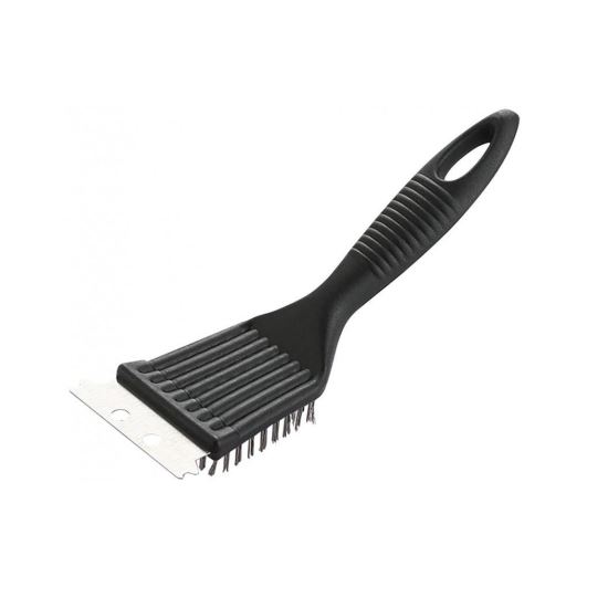 Perie pentru curatat gratar, grill, inox, 2 in 1, sarma si racleta, 20.5x7.1x4 cm