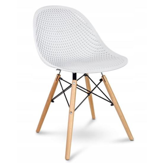 Scaun stil scandinav, PP, lemn, alb, 45x56x77 cm, Cava