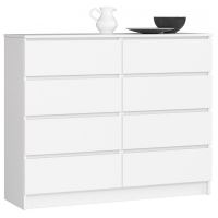 Comoda, placa laminata, 8 sertare, alb, 120x40x99 cm 