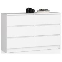 Comoda, placa laminata, 6 sertare, alb, 120x40x77 cm