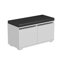 Banca depozitare incaltaminte, pantofar pentru hol, pal melaminat, 4 rafturi, alb cu perna neagra, 80x35x42 cm, Dragon, Minar