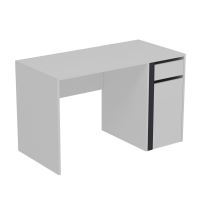 Birou, pal melaminat, 1 sertar si 1 dulap cu 2 rafturi, alb si antracit, 120x60x74 cm, Modern, Minar
