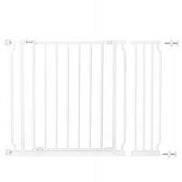 Poarta, grilaj, de siguranta, protectie copii, inchidere automata, cu extensie 18 cm, metalica, alb, 74/82x72 cm, Springos