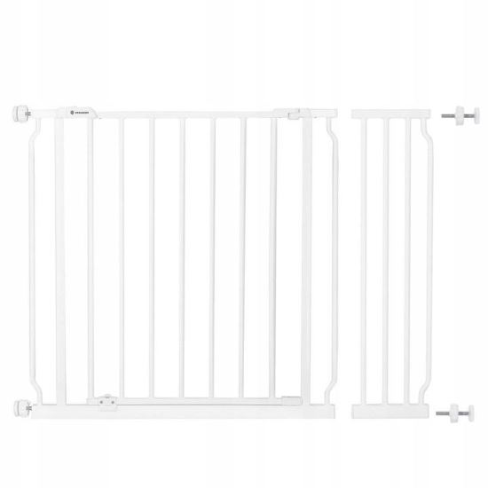 Poarta, grilaj, de siguranta, protectie copii, inchidere automata, cu extensie 18 cm, metalica, alb, 74/82x72 cm, Springos