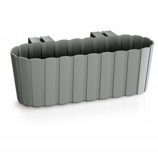 Jardiniera decorativa, suport plastic, gri, 4.9 L, 38.3x21.2x13 cm, Boardee Hook Old