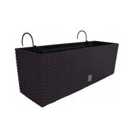 Jardiniera decorativa, suport metalic, imitatie ratan, maro, 58x18x19.5 cm, Rato Case W Old