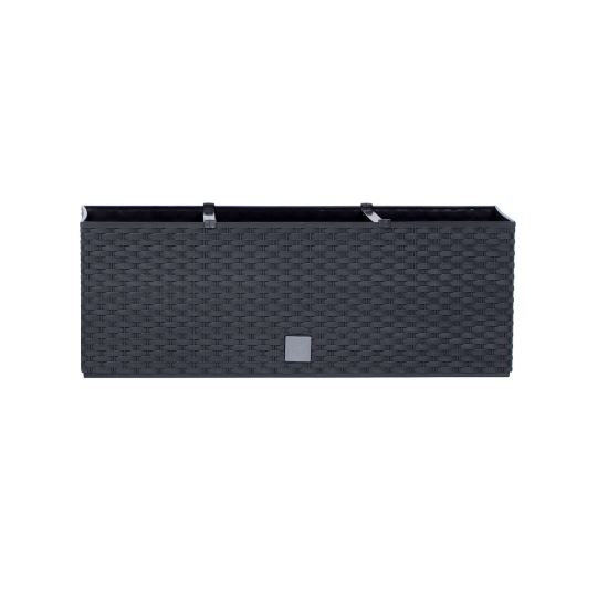 Jardiniera decorativa, sistem irigare, imitatie ratan, antracit, 30 L, 60x25x24 cm, Rato Case Old