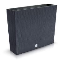 Jardiniera decorativa, imitatie ratan, antracit, 58x18x49.8 cm, Rato Case Old
