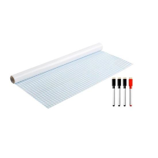 Tabla/folie autoadeziva pentru scris/desen, cu stergere uscata, 4 markere, alb, 200x45 cm, Isotrade